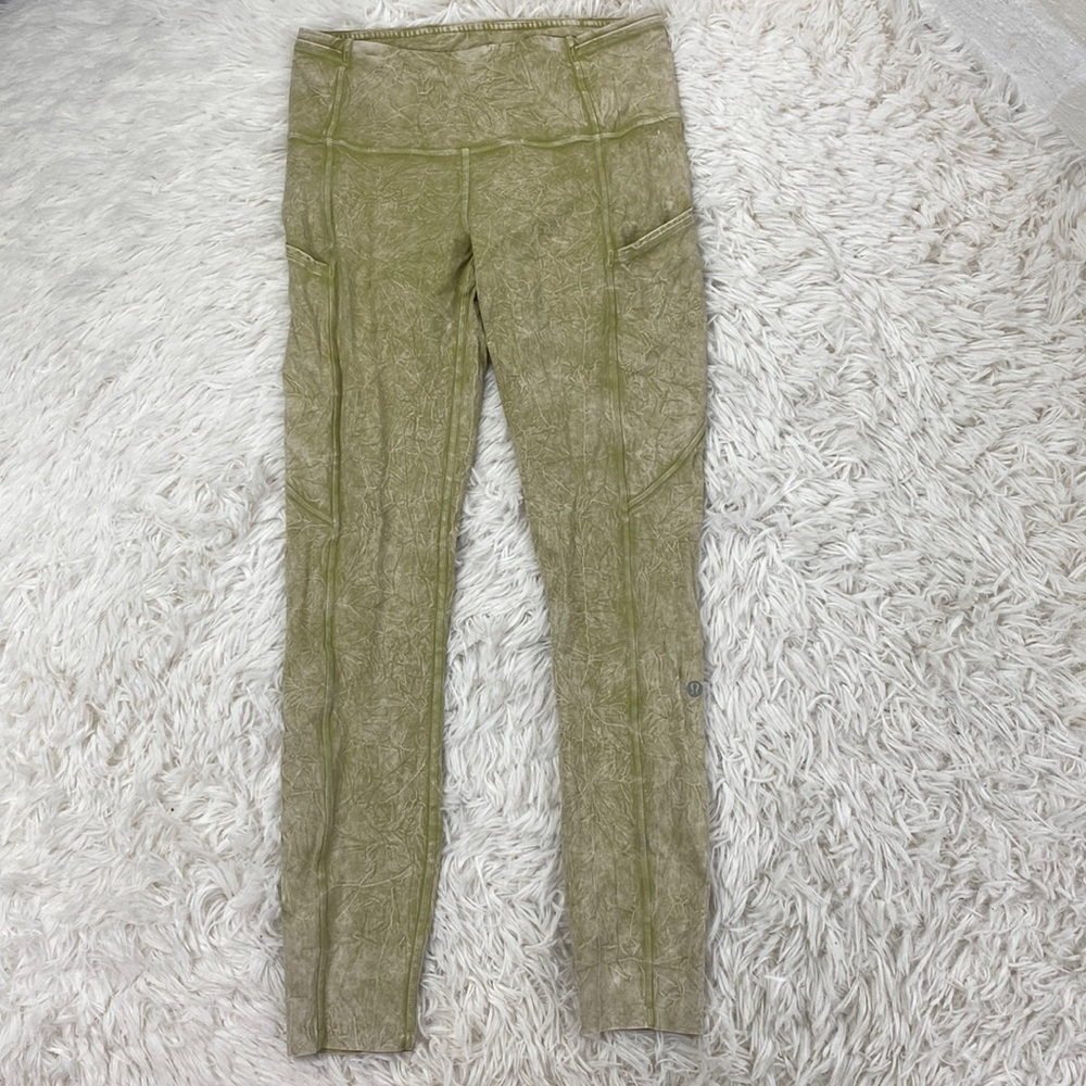 Lululemon Fast and Free High Rise Tight 25" *Ice Dye Ice Wash Hazel Green